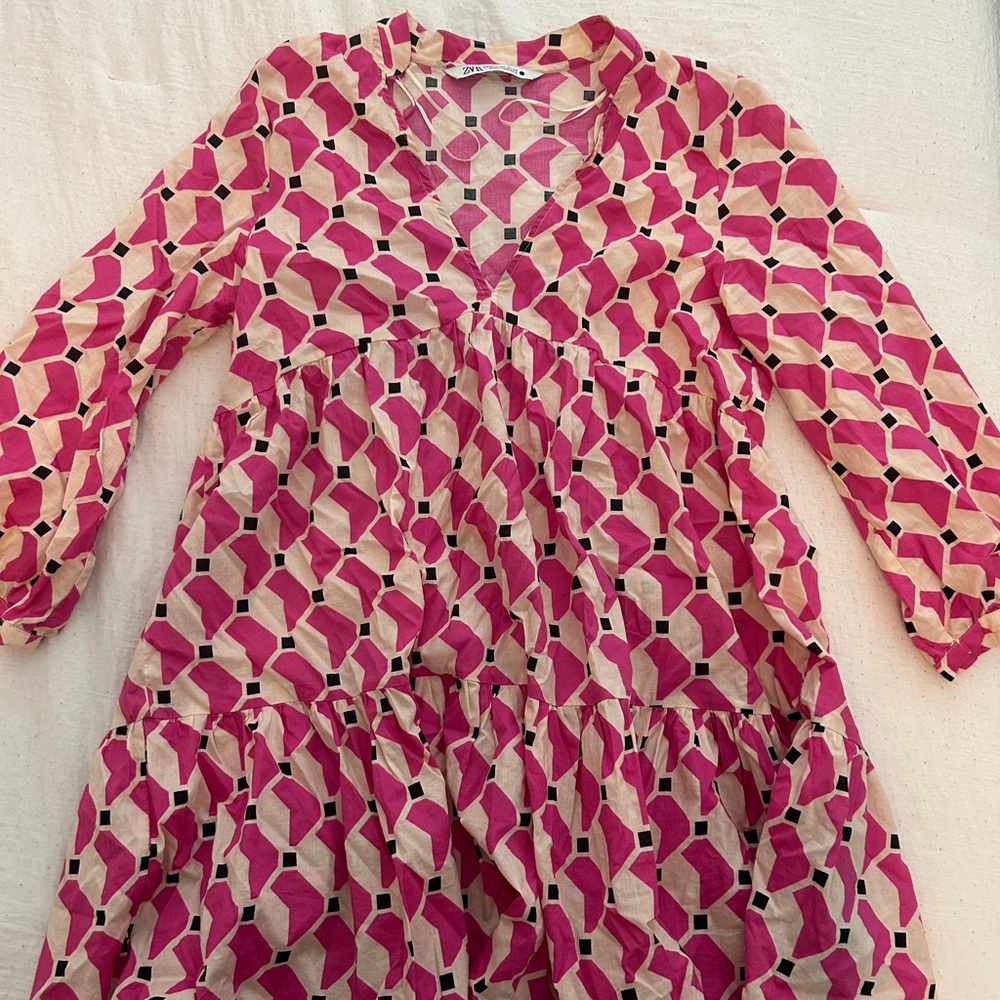 Pink Geometric Pattern Dress